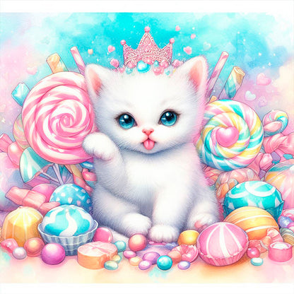 Candy Kitten - Full Round Drill Diamond Painting 30*30CM