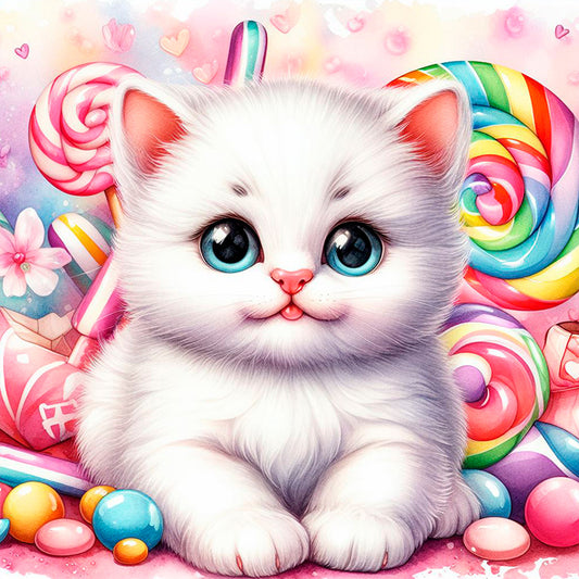 Candy Kitten - Full Round Drill Diamond Painting 30*30CM