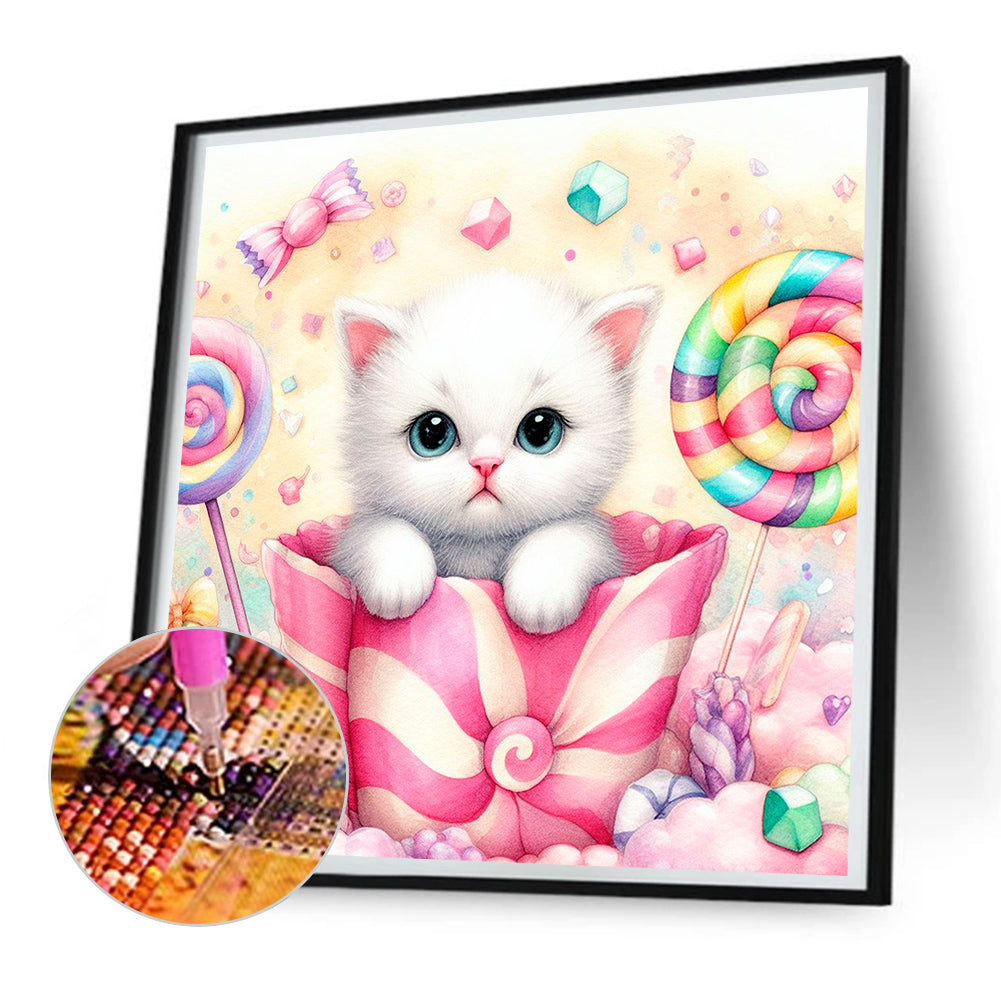 Candy Kitten - Full Round Drill Diamond Painting 30*30CM