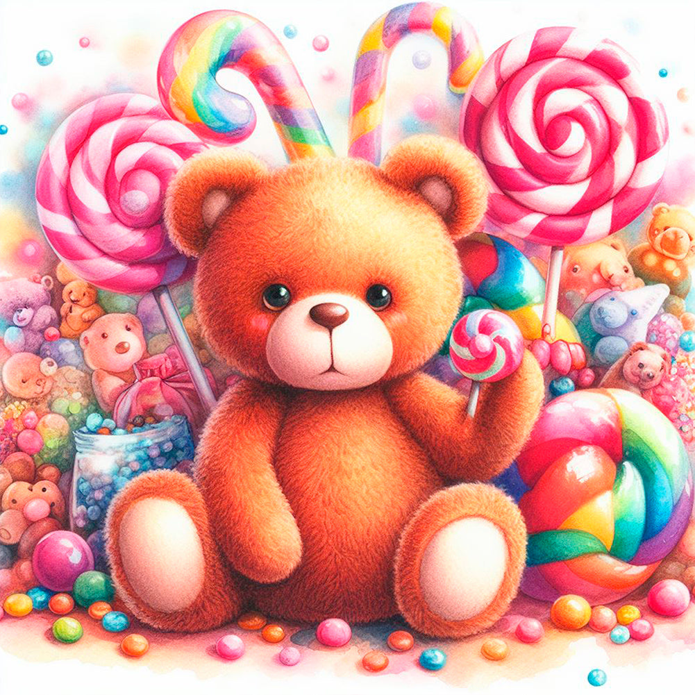 Candy Bear - Full Round Drill Diamond Painting 30*30CM