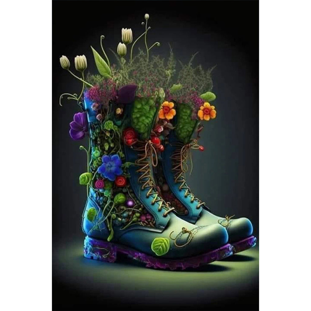 Flowers And Boots - Full Square Drill Diamond Painting 40*60CM