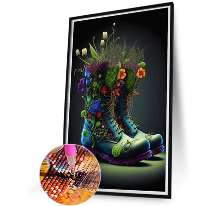 Flowers And Boots - Full Square Drill Diamond Painting 40*60CM