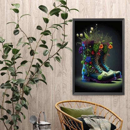 Flowers And Boots - Full Square Drill Diamond Painting 40*60CM