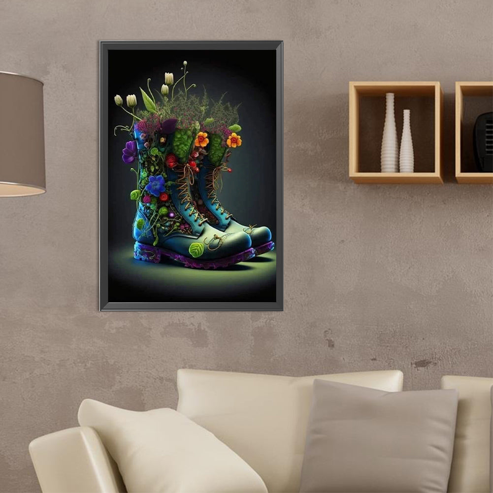 Flowers And Boots - Full Square Drill Diamond Painting 40*60CM