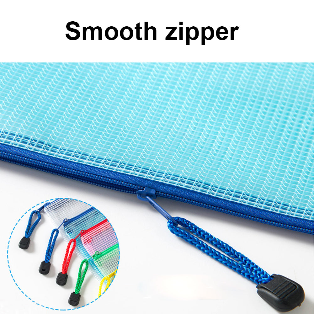 5pcs Mesh Zipper Bag Cross Stitch Mesh Zipper Pouch 17.13x12.01in(Colour Random)