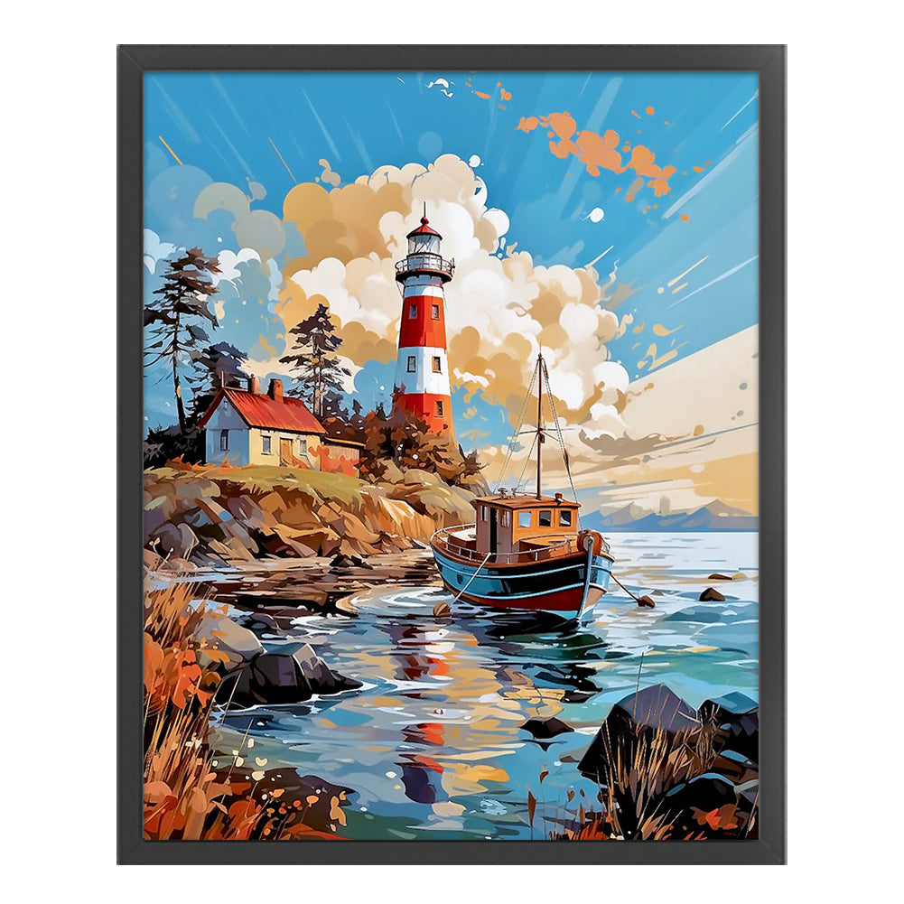 Sea Lighthouse - 11CT Stamped Cross Stitch 50*60CM