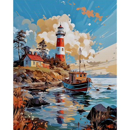 Sea Lighthouse - 11CT Stamped Cross Stitch 50*60CM