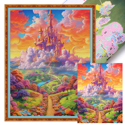 Colorful Castle - 11CT Stamped Cross Stitch 50*65CM
