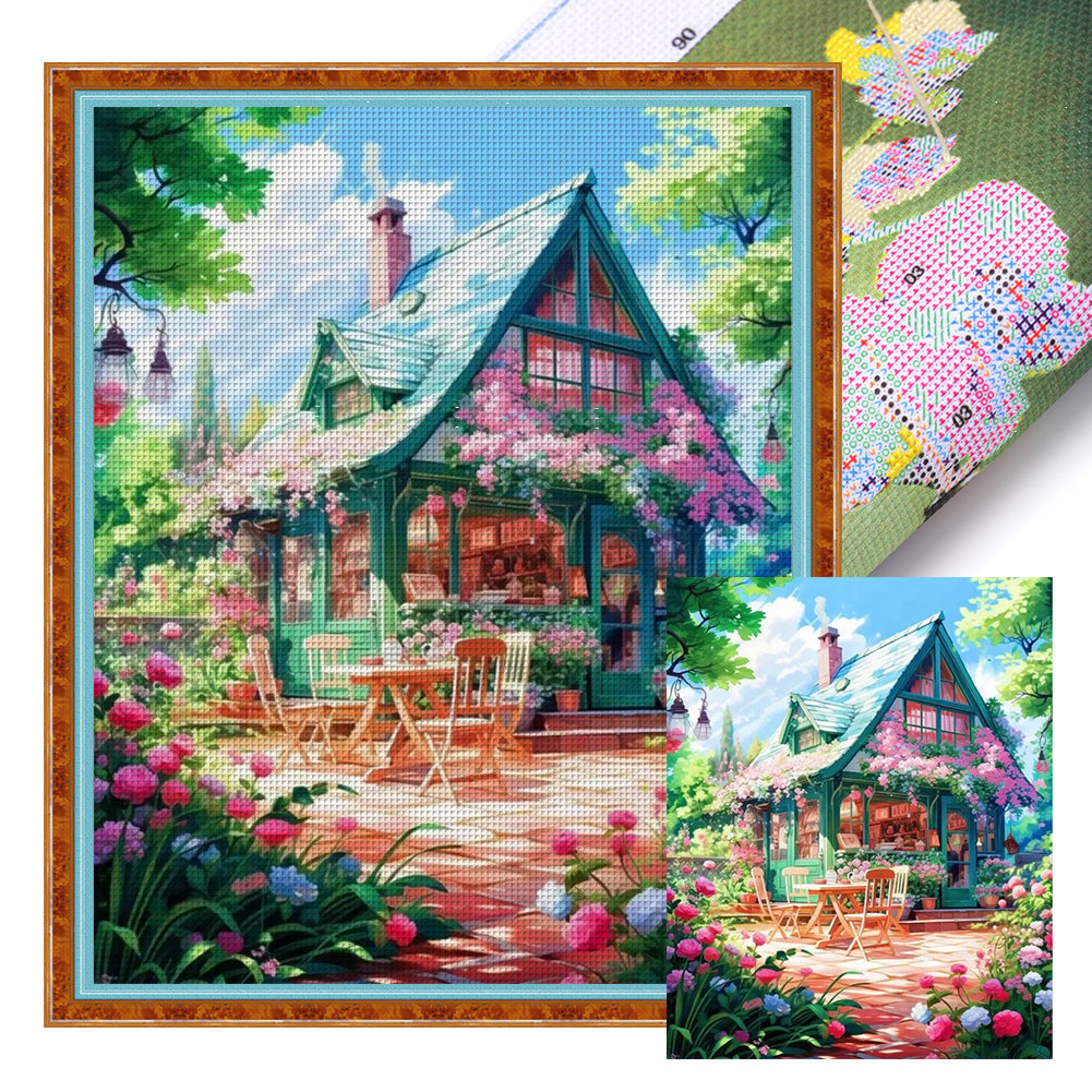 Dream Flower House - 14CT Stamped Cross Stitch 40*50CM