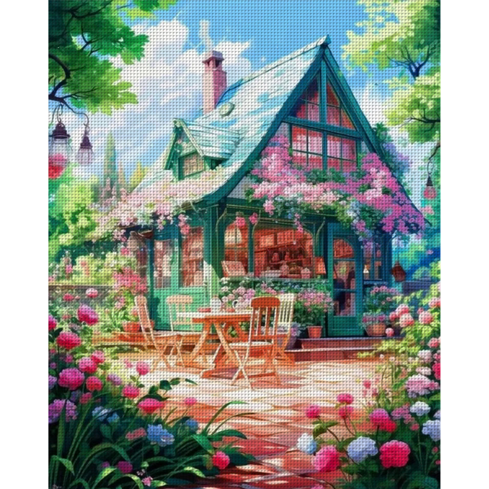 Dream Flower House - 14CT Stamped Cross Stitch 40*50CM