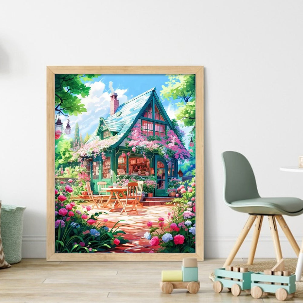 Dream Flower House - 14CT Stamped Cross Stitch 40*50CM