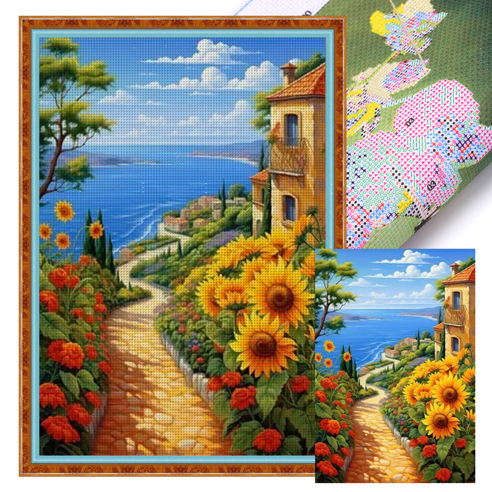 Sunflower Seascape - 14CT Stamped Cross Stitch 40*60CM