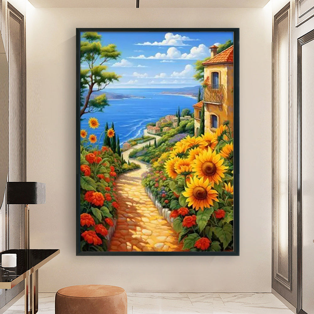 Sunflower Seascape - 14CT Stamped Cross Stitch 40*60CM