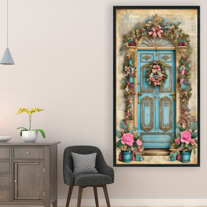 Retro Poster - Flowers At The Door - 14CT Stamped Cross Stitch 40*70CM