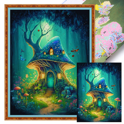 Dream Mushroom House - 16CT Stamped Cross Stitch 50*65CM