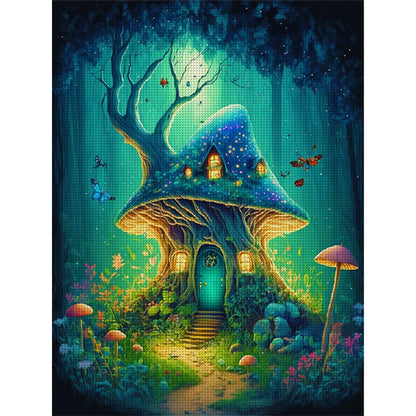 Dream Mushroom House - 16CT Stamped Cross Stitch 50*65CM