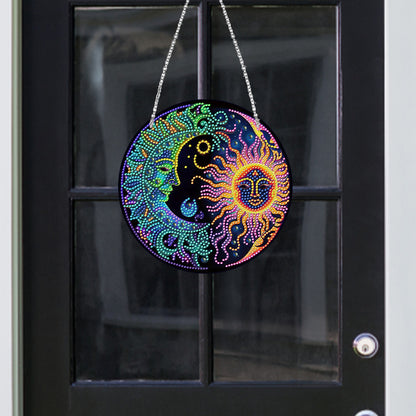 Sun Moon Single-Sided Diamond Painting Hanging Pendant for Window Decor 20x20cm
