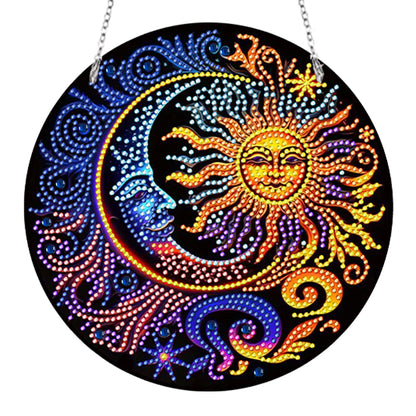 Sun Moon Single-Sided Diamond Painting Hanging Pendant for Window Decor 20x20cm