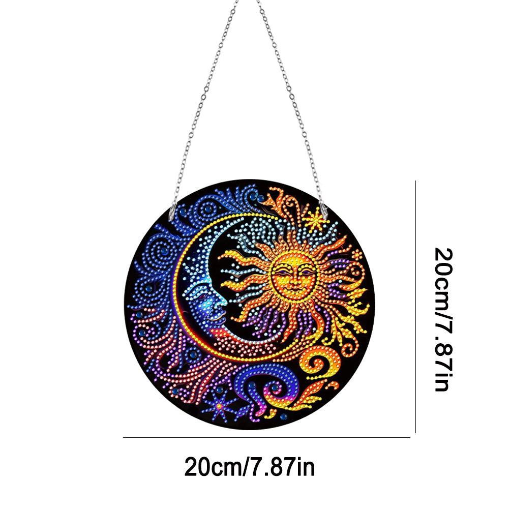 Sun Moon Single-Sided Diamond Painting Hanging Pendant for Window Decor 20x20cm