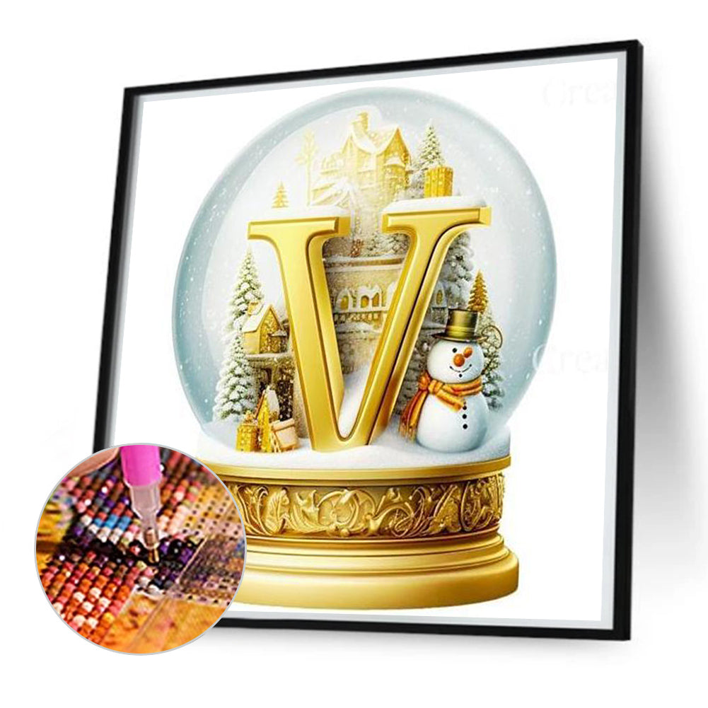 Crystal Ball Letter V - Full Round Drill Diamond Painting 50*50CM