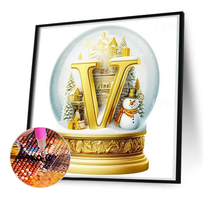 Crystal Ball Letter V - Full Round Drill Diamond Painting 50*50CM