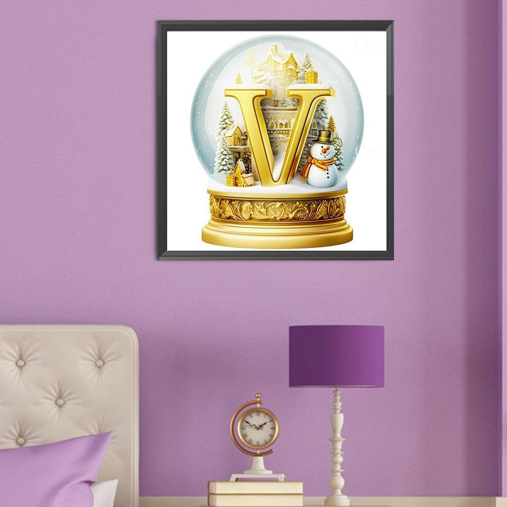 Crystal Ball Letter V - Full Round Drill Diamond Painting 50*50CM