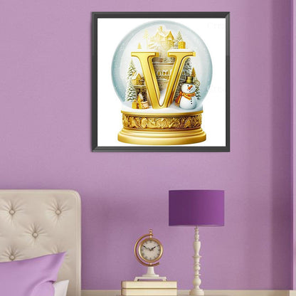 Crystal Ball Letter V - Full Round Drill Diamond Painting 50*50CM