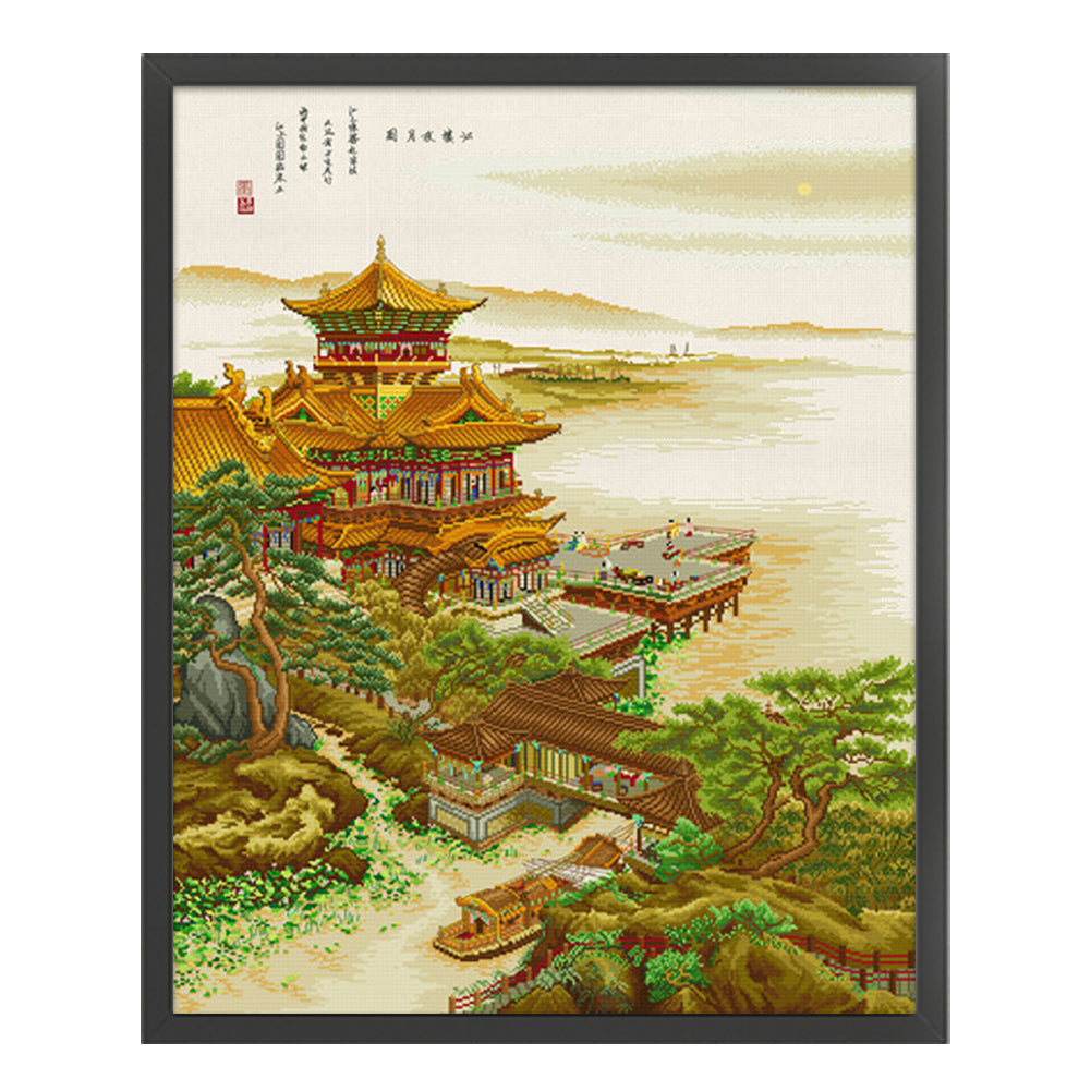 Jianglou Night Moon - 11CT Stamped Cross Stitch 85*102CM