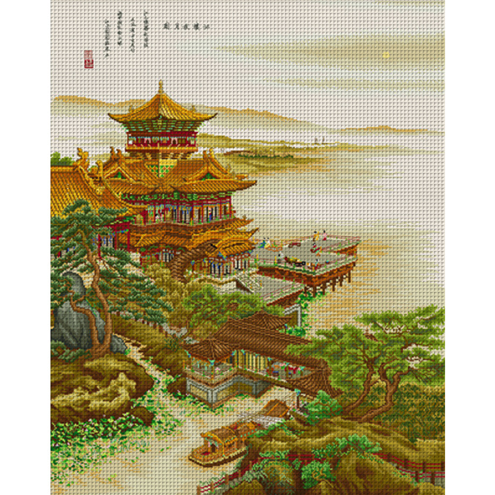 Jianglou Night Moon - 11CT Stamped Cross Stitch 85*102CM