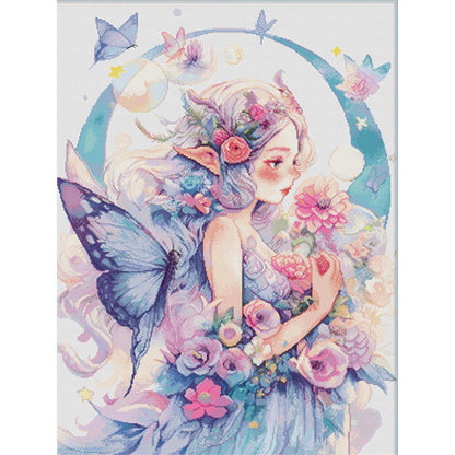 Butterfly Girl - 11CT Stamped Cross Stitch 77*99CM