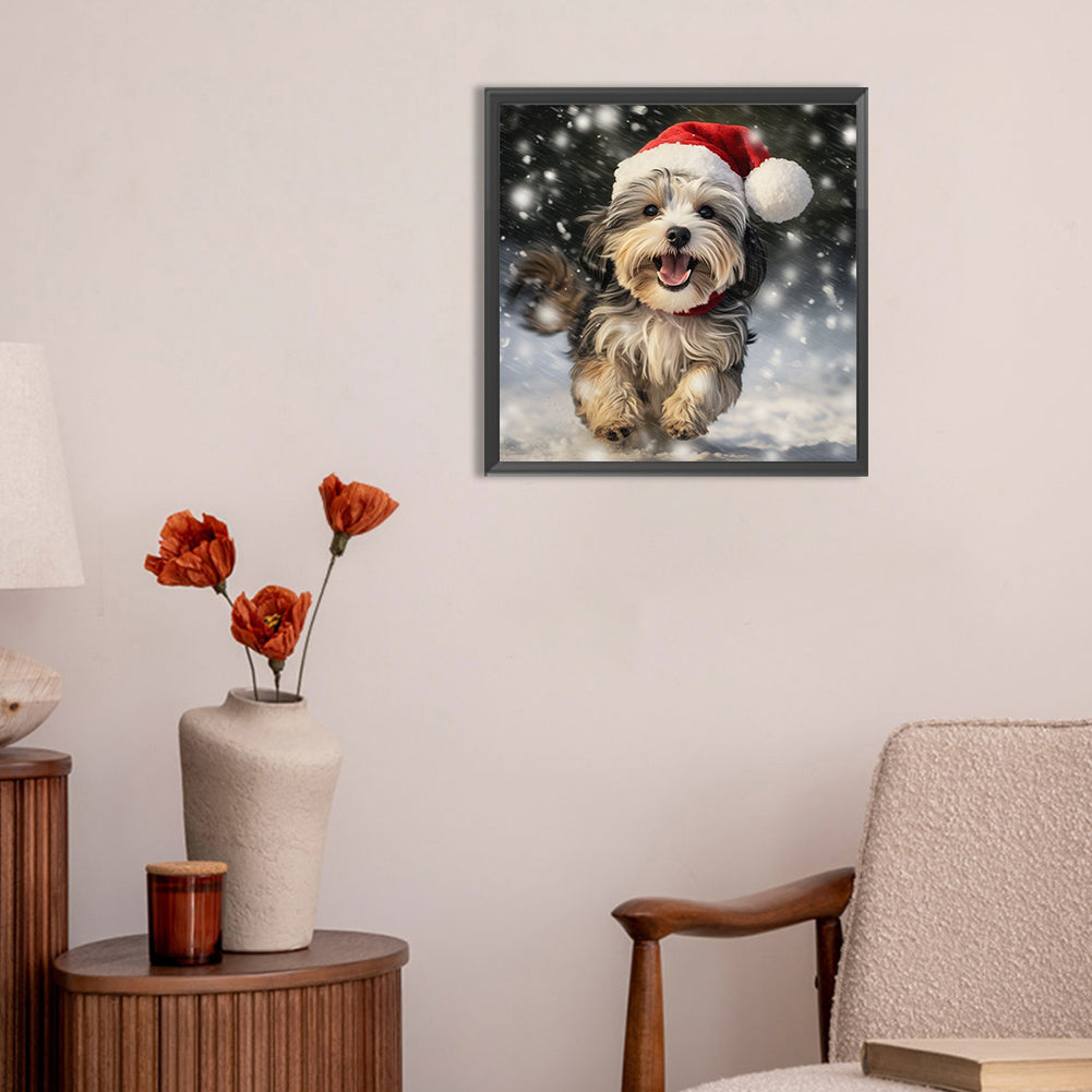 Christmas Puppy - Full Round Drill Diamond Painting 30*30CM