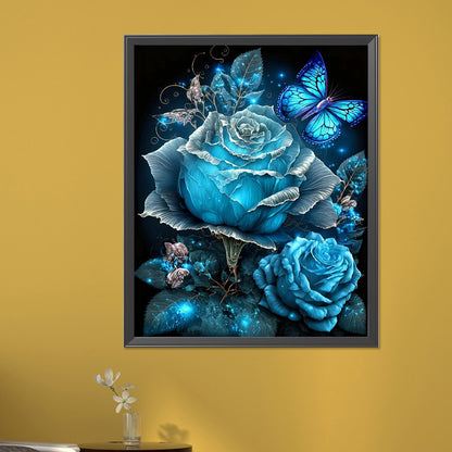 Blue Fantasy Rose - Full AB Round Drill Diamond Painting 40*50CM