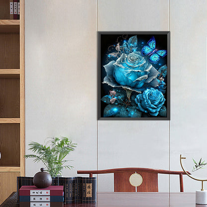 Blue Fantasy Rose - Full AB Round Drill Diamond Painting 40*50CM