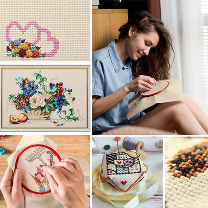5 pcs 11 Count Embroidery Cross Stitch Fabric for Embroidery Beginner (12x12in)