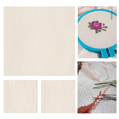 3 pcs 11 Count Embroidery Cross Stitch Fabric for Embroidery Beginner (16x16in)