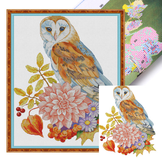 Autumn Owl- - 14CT Stamped Cross Stitch 42*54CM(Joy Sunday)