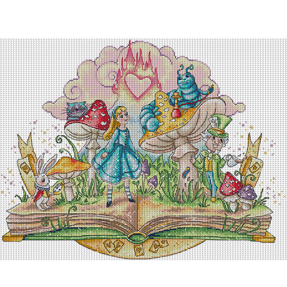 Alice In Wonderland - 14CT Stamped Cross Stitch 50*40CM(Joy Sunday)