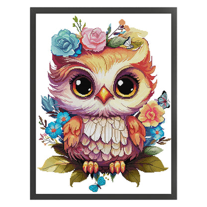 Flowers And Owls - 14CT Stamped Cross Stitch 43*55CM(Joy Sunday)