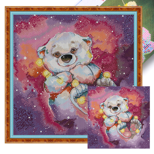 Starry Sky Bear - 14CT Stamped Cross Stitch 40*38CM(Joy Sunday)