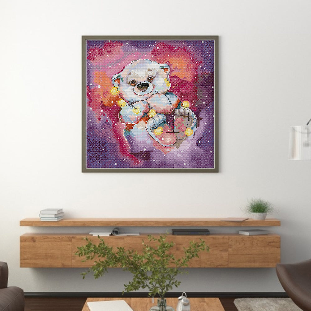 Starry Sky Bear - 14CT Stamped Cross Stitch 40*38CM(Joy Sunday)