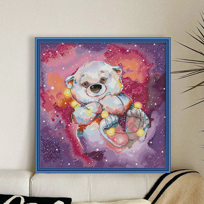 Starry Sky Bear - 14CT Stamped Cross Stitch 40*38CM(Joy Sunday)