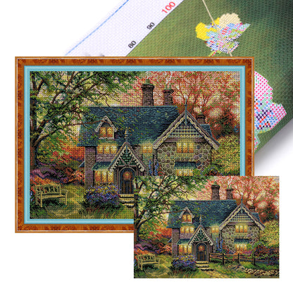 Autumn Garden Villa - 14CT Stamped Cross Stitch 59*42CM(Joy Sunday)