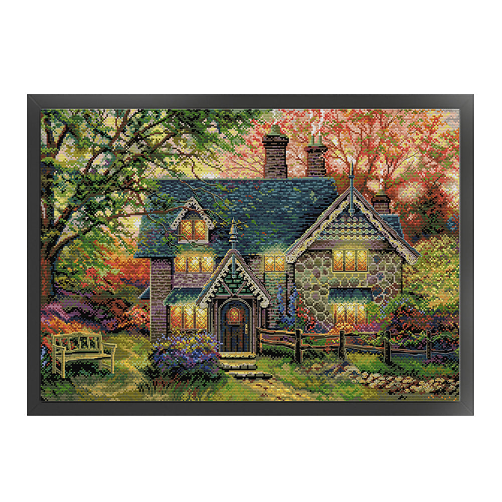 Autumn Garden Villa - 14CT Stamped Cross Stitch 59*42CM(Joy Sunday)