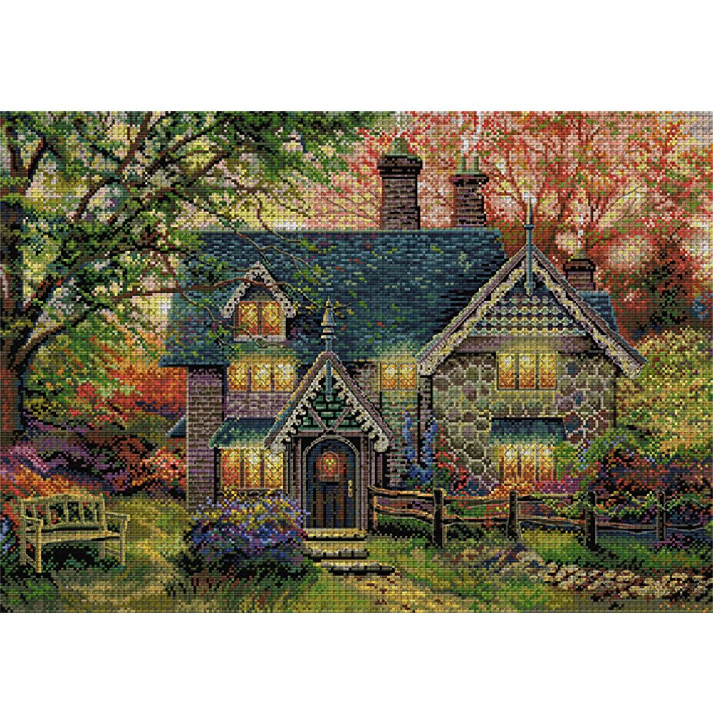 Autumn Garden Villa - 14CT Stamped Cross Stitch 59*42CM(Joy Sunday)