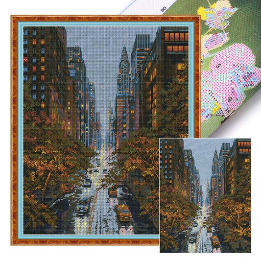 Autumn City - 14CT Stamped Cross Stitch 44*54CM(Joy Sunday)