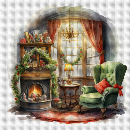 Sofa Window Sill - 11CT Stamped Cross Stitch 60*60CM