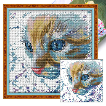 Watercolor Cat - 14CT Stamped Cross Stitch 32*32CM