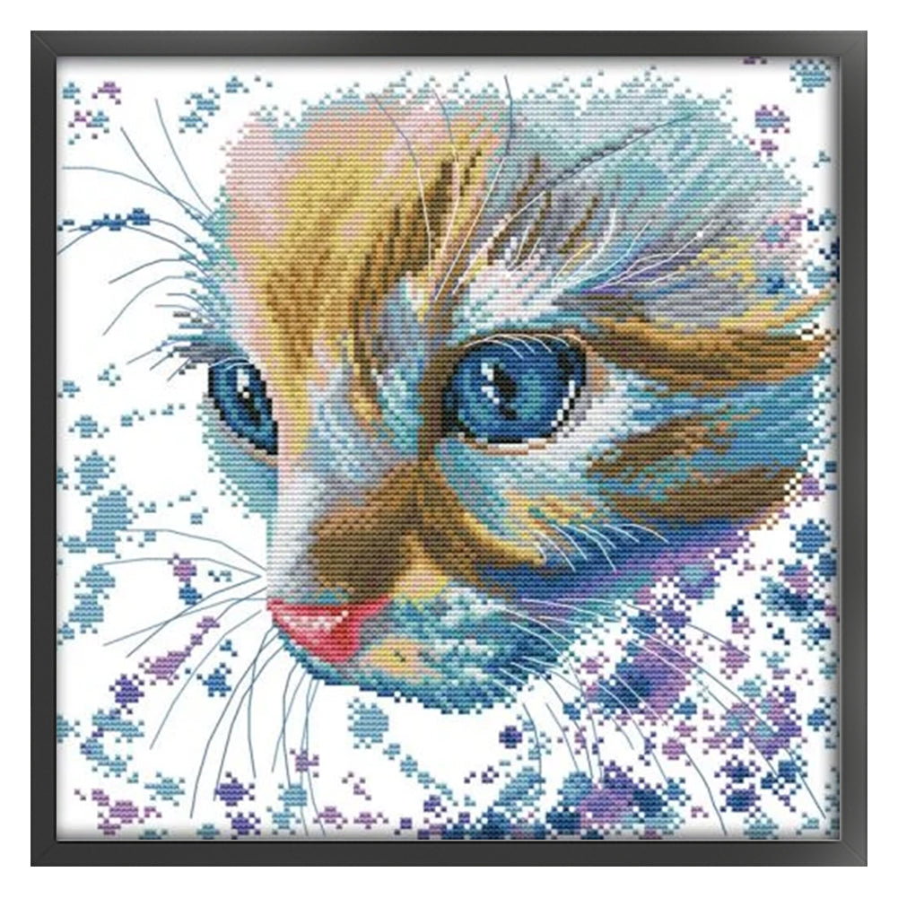 Watercolor Cat - 14CT Stamped Cross Stitch 32*32CM