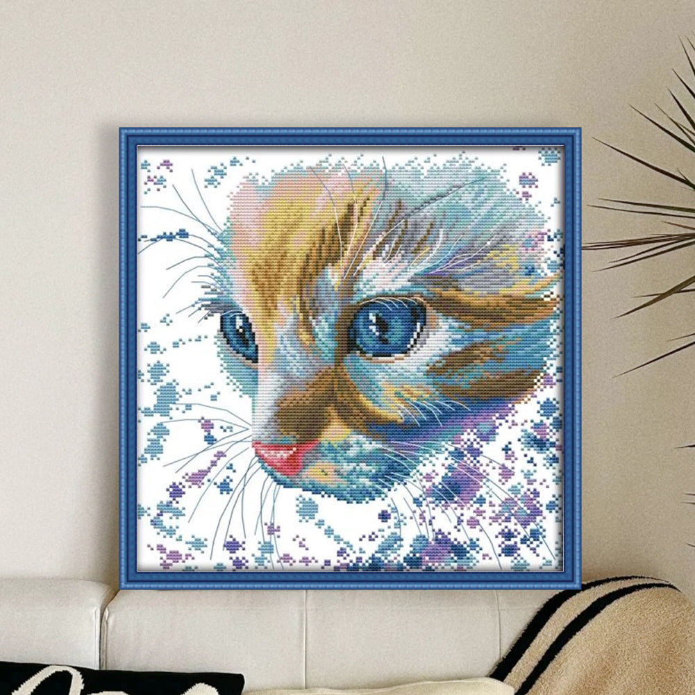Watercolor Cat - 14CT Stamped Cross Stitch 32*32CM