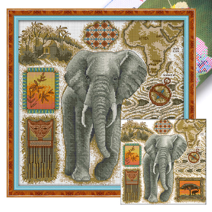 African Elephant - 14CT Stamped Cross Stitch 41*41CM